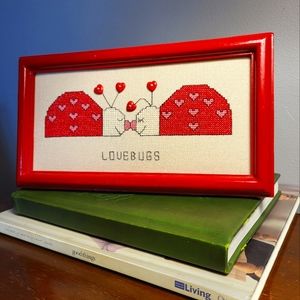 Handmade love bug  cross stitch